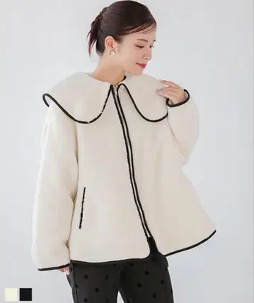 fitmore 빅 칼라 텐트 라인 파이핑 보아 아우터 코트 화이트