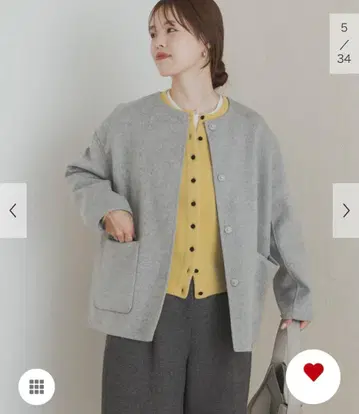 택 포함 새상품 GRAY DOORS 울 리버 노칼라 미들 코트