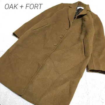 OAK + FORT 울 혼방 카키 오버 롱 코트 넉넉한