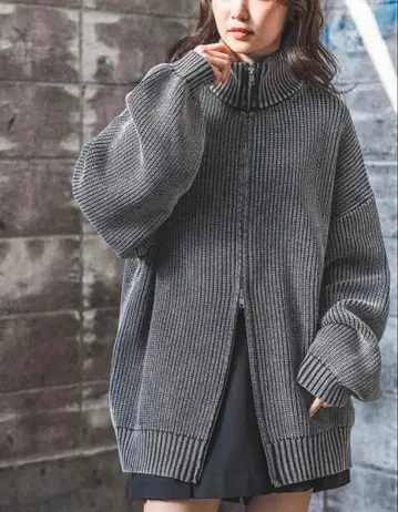 PAGE BOY 피그먼트 zip 니트