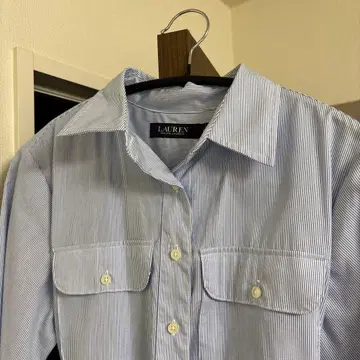 LAUREN 스트라이프 롱 셔츠