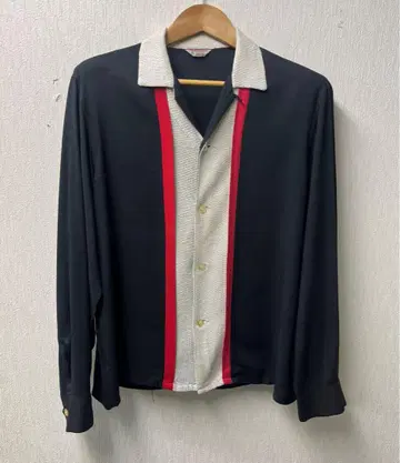 50s Bud Berma 블랙 라메 개버 레이온 셔츠