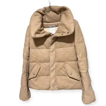 베이지 다운 자켓 큰 카라 부착 헤이세이 갸루 y2k