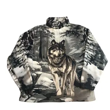 빈티지 90s 울프 늑대 플리스 플리스 자켓 애니멀