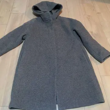 UNIQLO 후드 부착 그레이 롱 코트