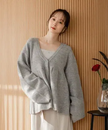 mideal 페플럼 디자인 가디건 그레이