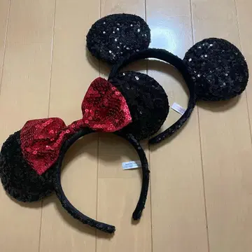 미키 미니 스팽글 머리띠 페어