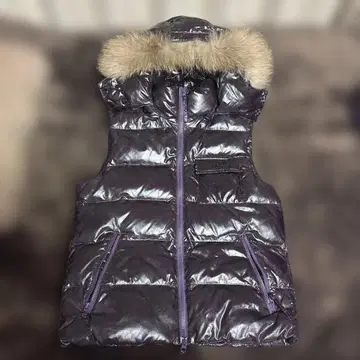 00s archive 다운 베스트 퍼 Y2K 짧은 기장 광택 시크 스타일