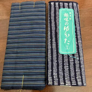목화 옷감 2점 유카타 옷감 본 네이비 나염