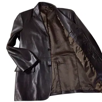 유니클로 양가죽 3버튼 가죽 테일러드 자켓 브라운 M