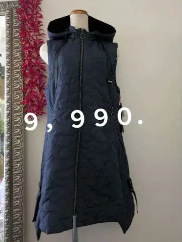 퀼팅 튜닉 롱 베스트 네이비 색상