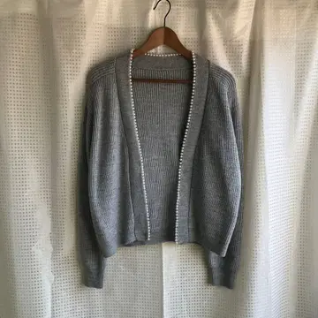 벌스데이 바쉬 그레이 펄 장식 가디건 긴팔