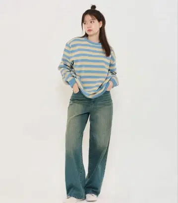 TINA:JOJUN 루즈 데님 팬츠 딥 블루 S 사이즈