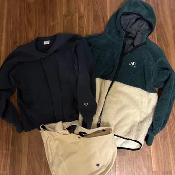 Champion 플리스 자켓, 트레이닝복, 숄더백 세트