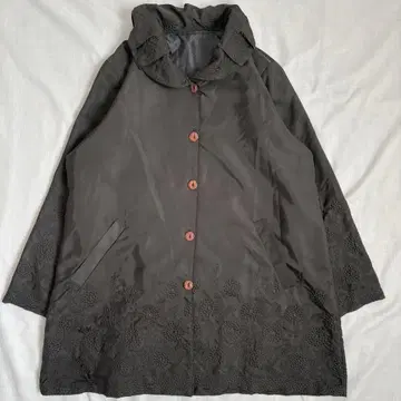 꽃무늬 자수 여성용 아우터 코트 구제 의류 다크 그레이 레트로 빈티지