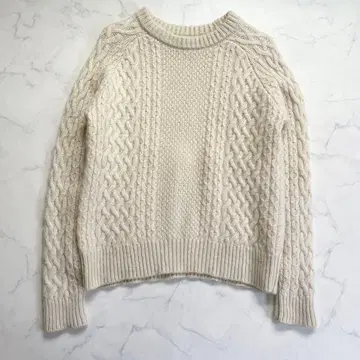 빔즈 보이 케이블 니트 크루넥 두꺼운 원단 울 100%