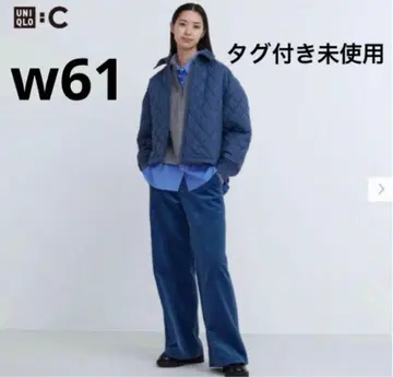 [ 택 포함 미사용 ] UNIQLOC 코듀로이 와이드 팬츠 블루 W61