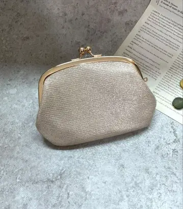 모자 가마구치 미니 지갑 천연 가죽 골드