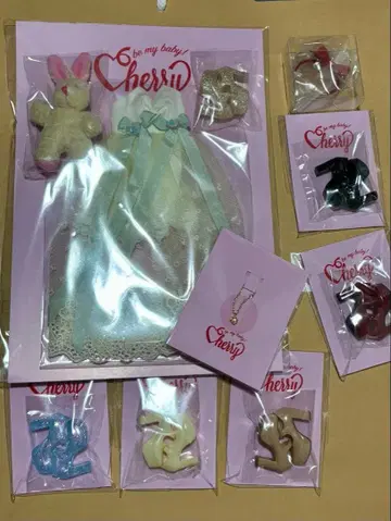 체리짱 신발 5개, 목걸이 1개, 머리띠 1개, 드레스 세트 1개
