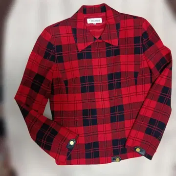 [ 새상품급 ] 빨검 체크 무늬 자켓 38
