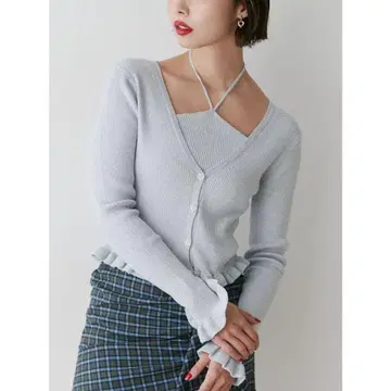 jouetie 라메 니트 앙상블 블루 M