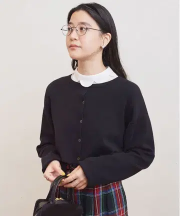 fig London 플리츠 쇼트 가디건 블랙