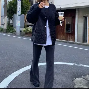 2WAY LEAF PATTERN QUILTING COAT