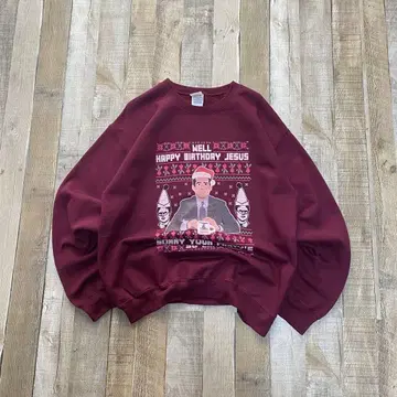 길단 USA 구제 의류 프린트 크리스마스 맨투맨 트레이닝복 보르도 M