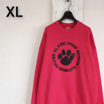 구제 의류 프룻 오브 더 룸 맨투맨 레드 로고 프린트 XL