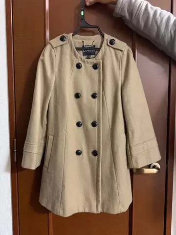 Express 베이지 더블 브레스트 울 코트