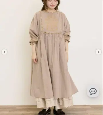 배색 자수 원피스 Samansa Mos2 그레이 완판템 S 사이즈