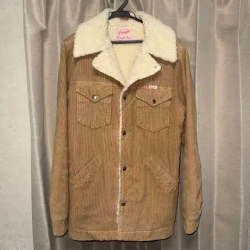 레어 화이트 라벨 랭글러 런치 코트 M 화이트 보아 x 베이지 코듀로이