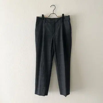 [ 그린 라벨 릴랙싱 ] 체크 무늬 테이퍼드 팬츠 발목 기장 그레이 블루