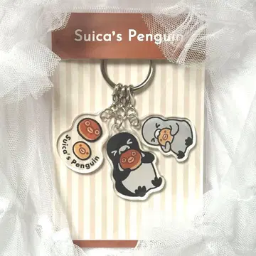 Suica 펭귄 3단 아크릴 키링 (빵 좋아함)
