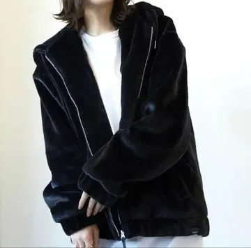 Pledge 오버 사이즈 집업 블루종 블랙