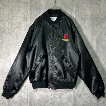 USA제 새틴 자수 나일론 자켓 블랙 새상품급