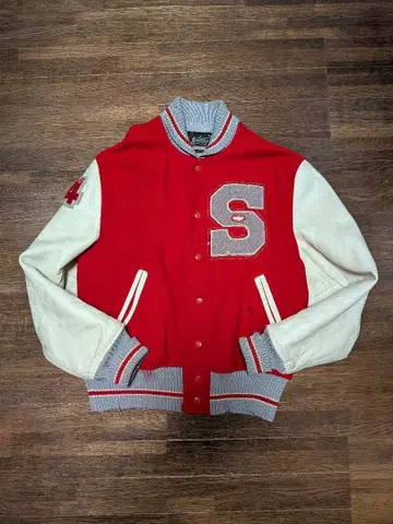 60~70s Whiting 바시티 자켓 사이즈 46 빨간색 베이지