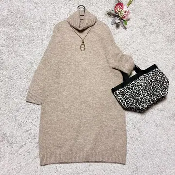 ROSSO 터틀넥 니트 원피스 38 베이지