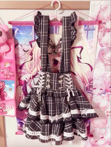 LIZLISA 사다리 리본 체크 티어드 치마바지