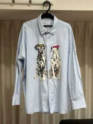 SHAREEF 도그 프린트 스트라이프 셔츠