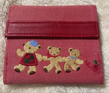 미사용 새상품 파밀리아(Familiar) 반접이식 지갑 빨간색 데님