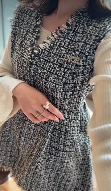 reimi 콜라보 페플럼 트위드 베스트