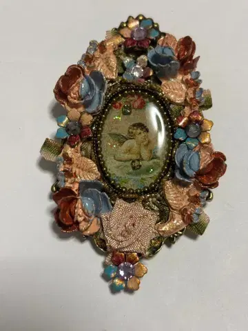 새상품 미하엘 네그린의 천사 픽처 페인트 로즈 브로치