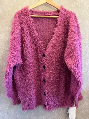ap retro 택 포함 새상품 푸들 샤기 니트 가디건 핑크 퍼플