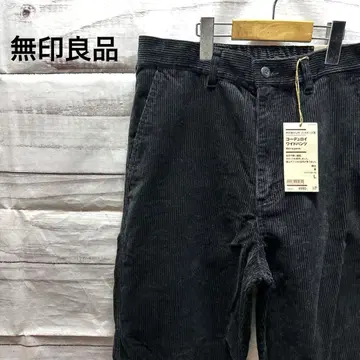 새상품 무인양품 코듀로이 와이드 팬츠 블랙 L 택 포함