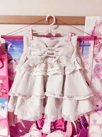 LIZLISA 빅 리본 캉캉 스커트 핑크