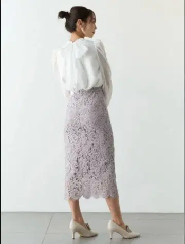 CELFORD 레이스 롱 스커트 베이지 핑크