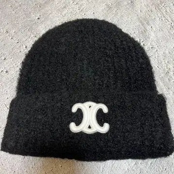 블랙 니트 모자 자수 로고 포함