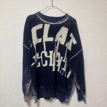 네이비 로고 니트 스웨터 긴팔