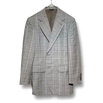 더반 울 100% 오더 정장 자켓 체크 그레이 일본제